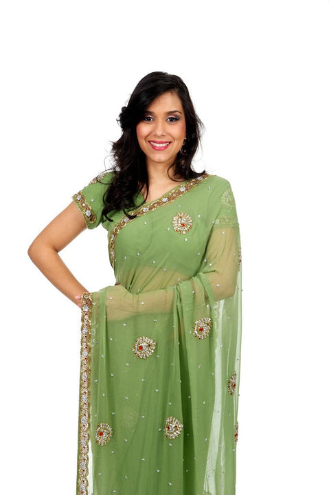 Soft and Subtle Elegant Green Sari