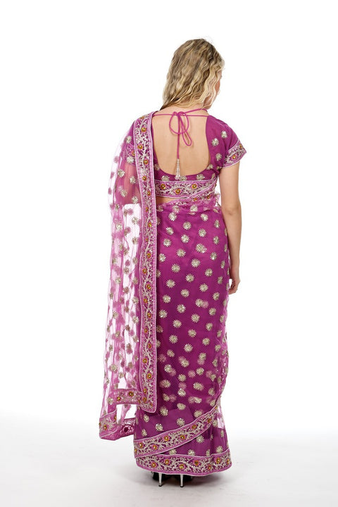 Dazzling Butterfly Pink Fancy Net Sari-SNT10308
