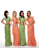 Peach and Pista Color Coordinated Bridesmaid Saris