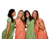 Peach and Pista Color Coordinated Bridesmaid Saris