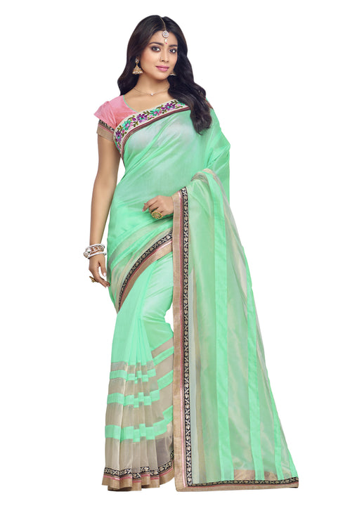 Lovely Light Green and Organza Tissue Silk Saree 