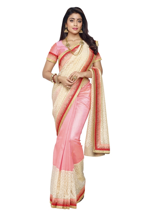 Copy of Gorgeous Pink and Gold Banarasi Kora Silk Saree