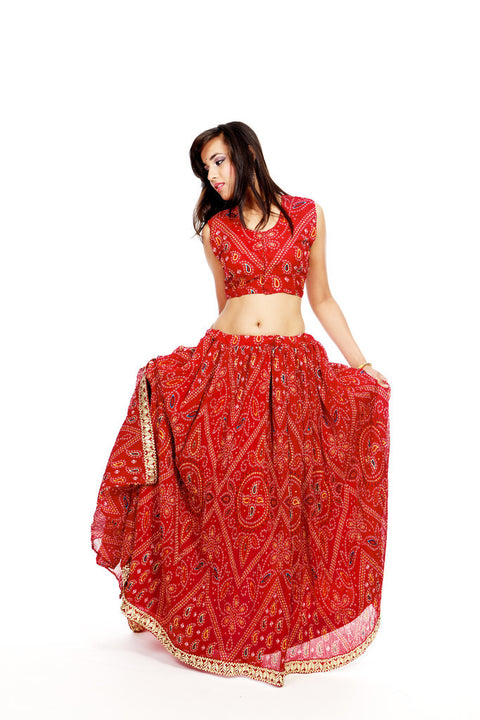 Red Navratri Style Chania Choli Lengha-SNT11144