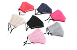 7 Pack Multi Color Reusable Face Masks 3 Layer Cotton Fabric with Pocket for Filter, Nose Strip and Adjustable Ear Loops