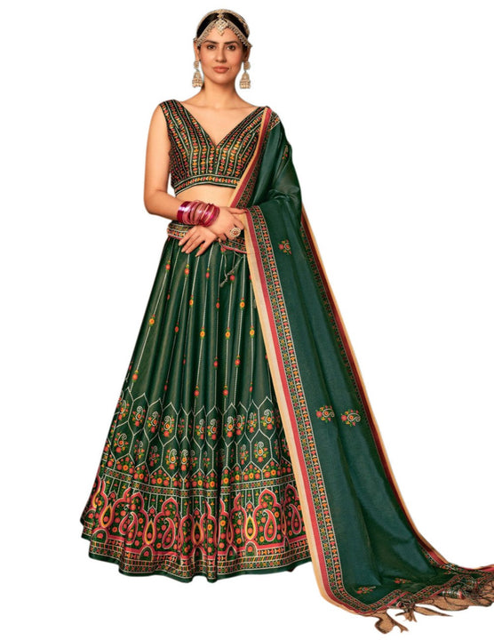 Lavish Green Princess Look Printed Designer Lehenga Choli With Stunnin –  Saris and Things