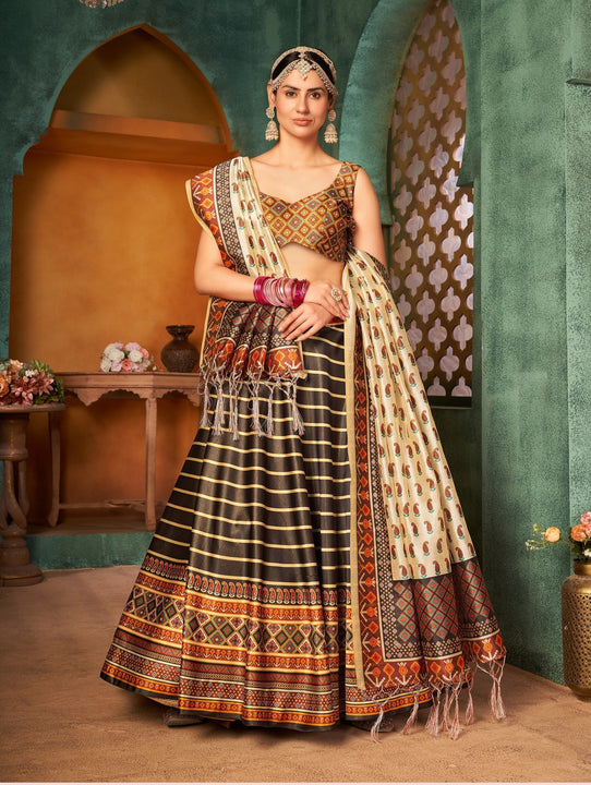 Iconic Multicolor Printed Designer Lehenga Choli With Stunning Dupatta SNT-80005