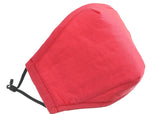 2 Pack Red Reusable Face Masks 3 Layer Cotton Fabric with Pocket for Filter, Nose Strip and Adjustable Ear Loops