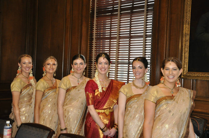 Royal Look Gold Matching Bridesmaid Saris