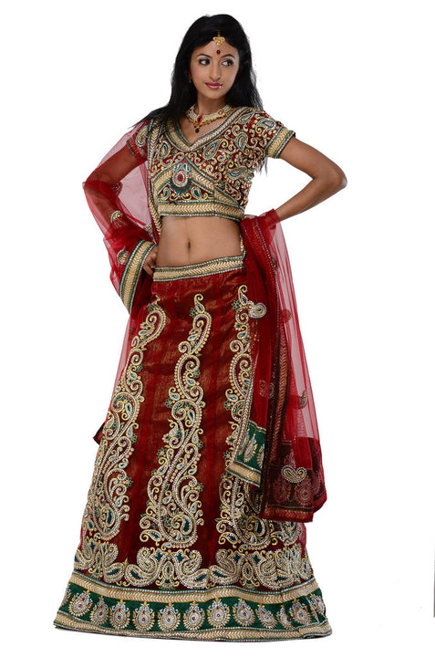 Magnificent Red and Gold Lehenga Choli-SNT11146