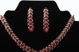 Dazzling Pink & Silver Necklace and Earrings Set