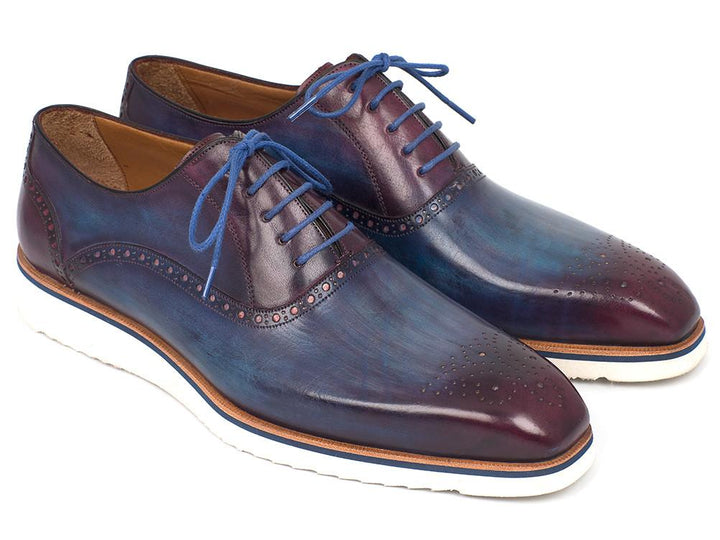 Paul Parkman Smart Casual Men Blue & Purple Oxford Shoes (ID#184SNK-BLU) Size 12-12.5 D(M) US