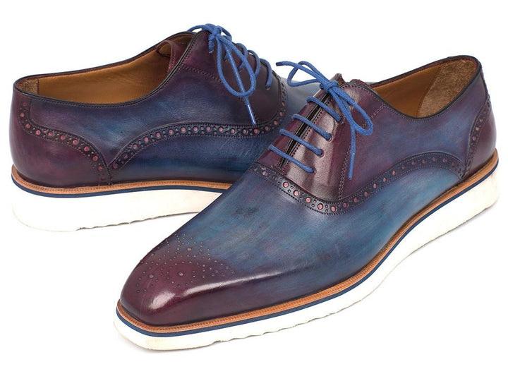 Paul Parkman Smart Casual Men Blue & Purple Oxford Shoes (ID#184SNK-BLU) Size 6.5-7 D(M) US