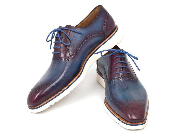 Paul Parkman Smart Casual Men Blue & Purple Oxford Shoes (ID#184SNK-BLU) Size 9.5-10 D(M) US