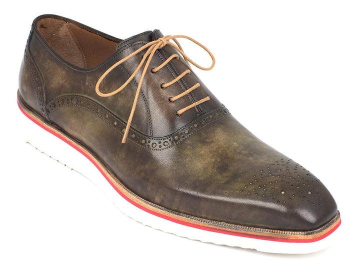 Paul Parkman Smart Casual Men Army Green Oxford Shoes (ID#184SNK-GRN) Size 7.5 D(M) US