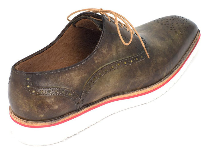Paul Parkman Smart Casual Men Army Green Oxford Shoes (ID#184SNK-GRN) Size 8-8.5 D(M) US