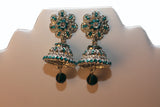 Silver Blue Diamond Jumkha Earrings