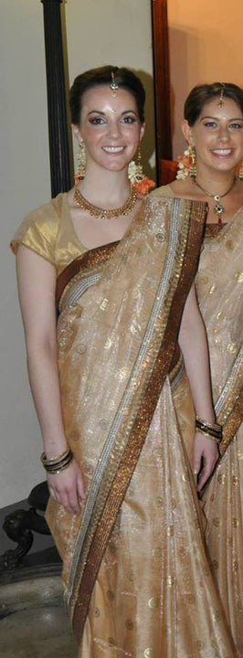 Royal Look Gold Matching Bridesmaid Saris