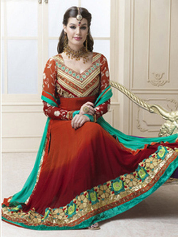 Maroon Long Anarkali Salwar Kameez (D. No. 2000-B)