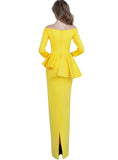 Jovani Yellow Off the Shoulder Fitted Evening Dress
