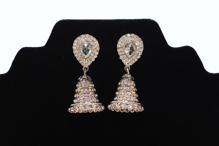 Silver Diamond Bells Jumkha Earrings