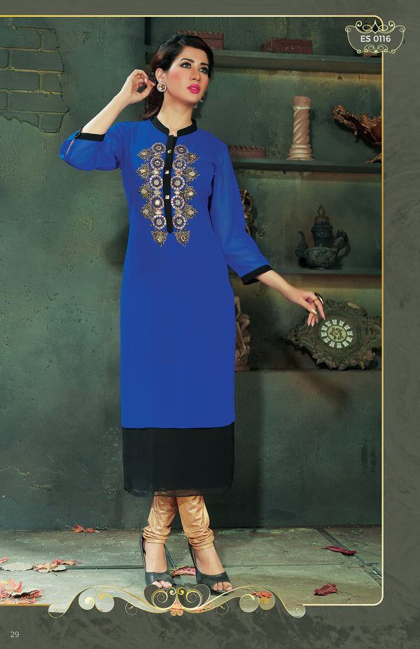 Elegant Midnight Garden Kurti Salwar Kameez