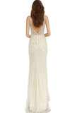 Jovani Champagne Fitted Embellished Sleeveless Dress