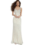 Jovani Champagne Fitted Embellished Sleeveless Dress