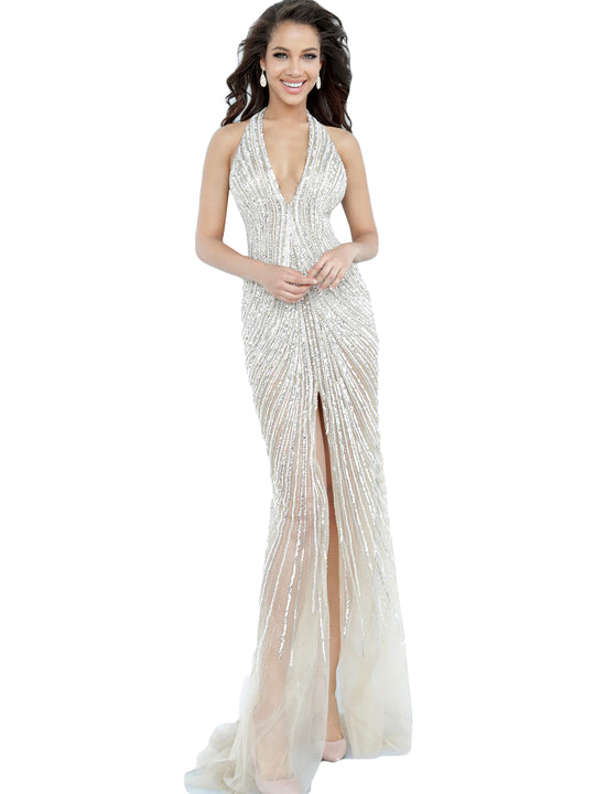 Jovani Nude Beaded Sexy Jovani Prom Dress