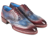Paul Parkman Goodyear Welted Two Tone Wingtip Oxfords Blue & Bordeaux Shoes(ID#27LD77) Size 6.5-7 D(M) US