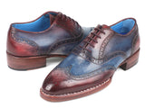 Paul Parkman Goodyear Welted Two Tone Wingtip Oxfords Blue & Bordeaux Shoes(ID#27LD77) Size 9.5-10 D(M) US