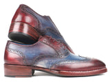 Paul Parkman Goodyear Welted Two Tone Wingtip Oxfords Blue & Bordeaux Shoes(ID#27LD77)