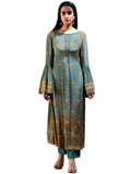 Ritu Kumar Sea Green & Beige Printed Kurti (Salwar Kameez) with Pant