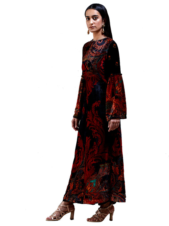 Ritu Kumar Black & Red Floral Print Ensemble