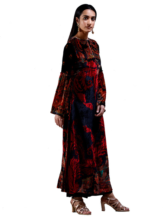 Ritu Kumar Black & Red Floral Print Ensemble