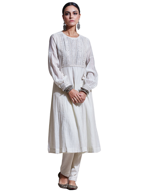 Ritu Kumar Ivory Embroidered Kurta with Trouser