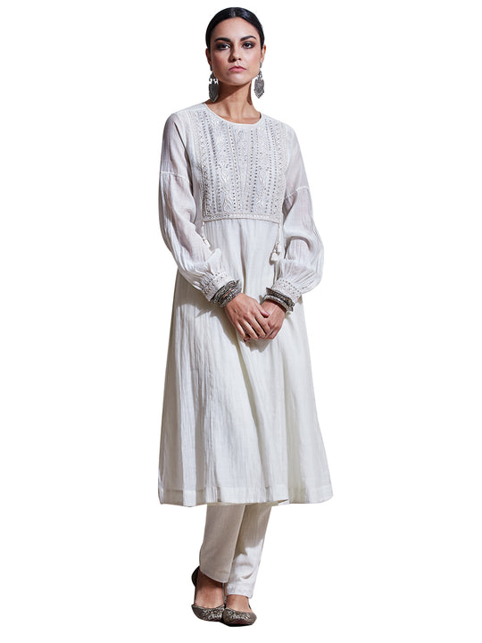 Ritu Kumar Ivory Embroidered Kurta with Trouser