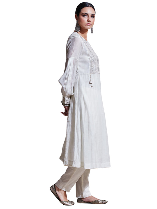 Ritu Kumar Ivory Embroidered Kurta with Trouser