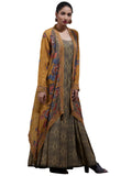 Ritu Kumar Green & Mustard Floral Dress With Jacket