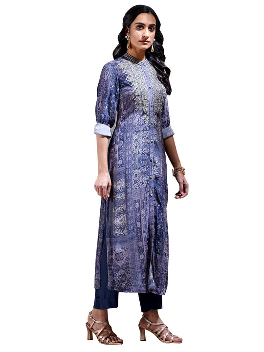 Ritu Kumar Powder Blue Embroidered Suit Set