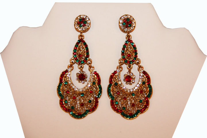 Indian Red & Green Earrings