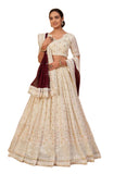 Stunning Beige Beauty A-Line Embroidered Designer Lehenga Choli With Contrasting Dupatta SNT-70002