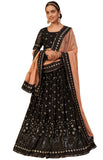 Black Night Beauty A-Line Embroidered Designer Lehenga Choli With Contrasting Dupatta SNT-70004