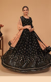 Black Night Beauty A-Line Embroidered Designer Lehenga Choli With Contrasting Dupatta SNT-70004