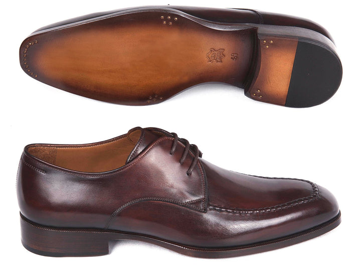 Paul Parkman Brown & Bordeaux Leather Apron Derby Shoes (ID#33BRD92) Size 6.5-7 D(M) US