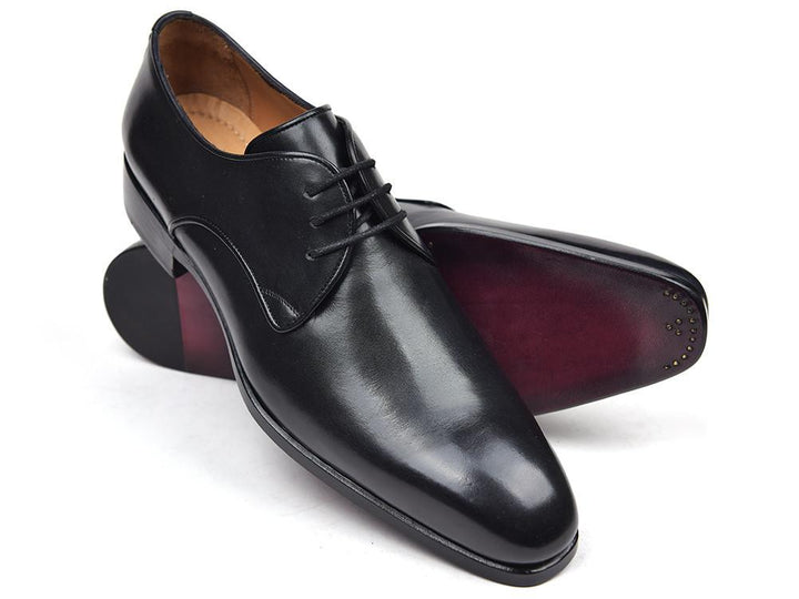 Paul Parkman Men's Black Leather Derby Shoes (ID#34DR-BLK) Size 6.5-7 D(M) US