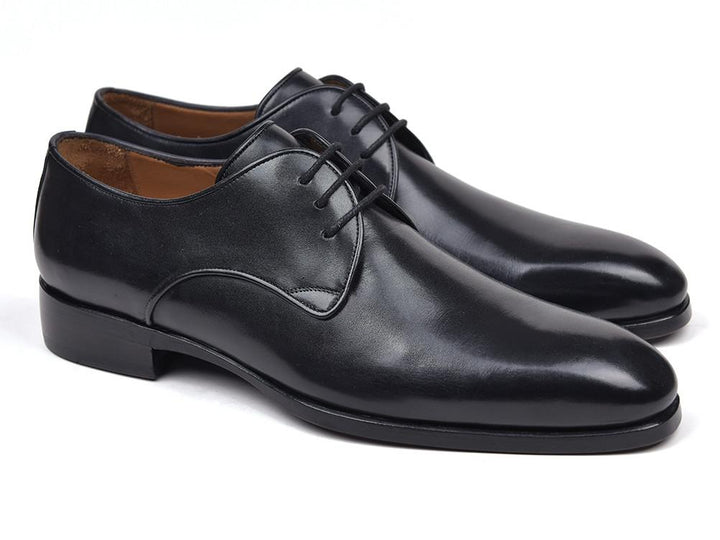 Paul Parkman Men's Black Leather Derby Shoes (ID#34DR-BLK) Size 9-9.5 D(M) US