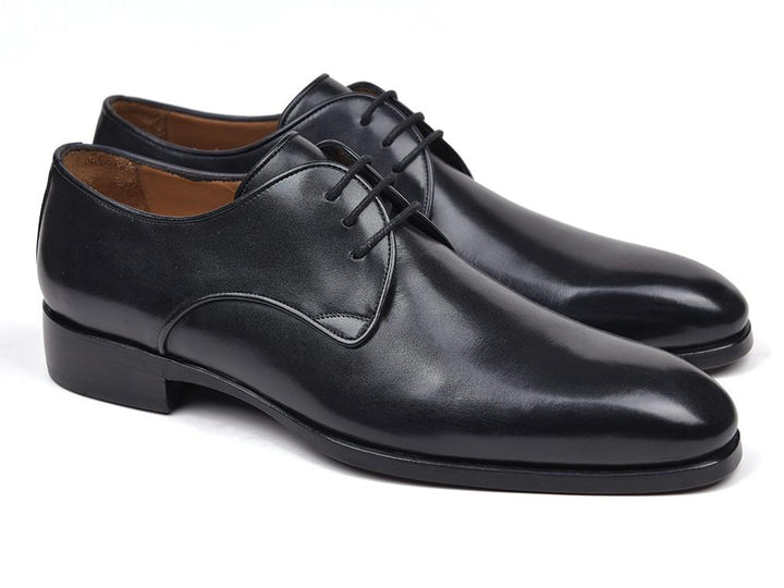Paul Parkman Men's Black Leather Derby Shoes (ID#34DR-BLK) Size 9.5-10 D(M) US