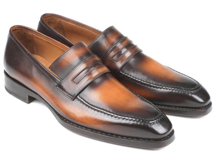 Paul Parkman Brown Burnished Goodyear Welted Loafers Shoes (ID#36LFBRW) Size 7.5 D(M) US