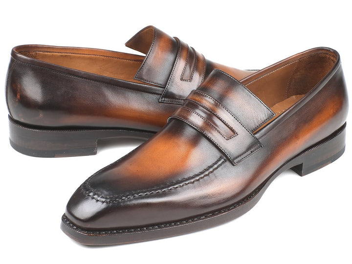 Paul Parkman Brown Burnished Goodyear Welted Loafers Shoes (ID#36LFBRW) Size 12-12.5 D(M) US