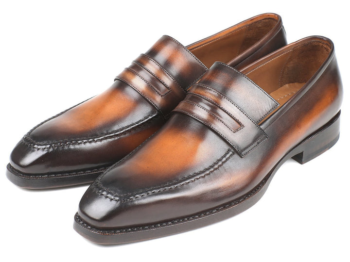 Paul Parkman Brown Burnished Goodyear Welted Loafers Shoes (ID#36LFBRW) Size 12-12.5 D(M) US